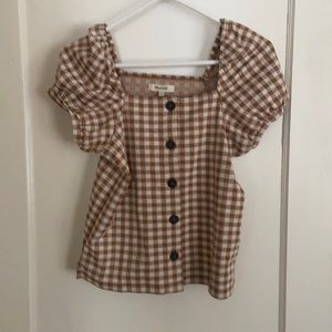 Madewell gingham puff sleeve top